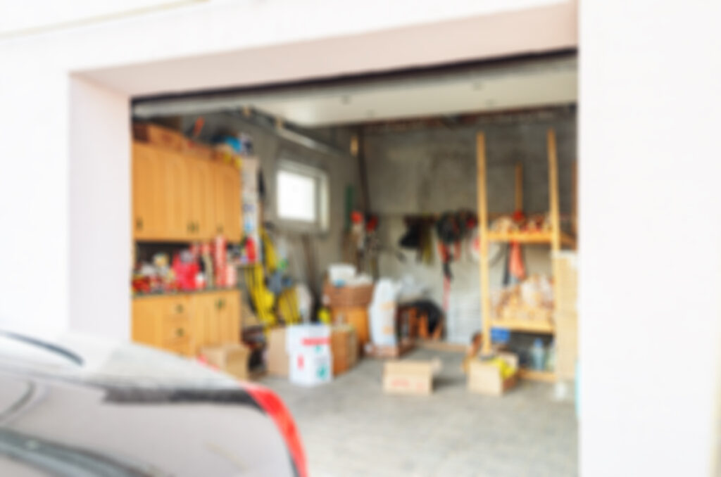 cluttered garage